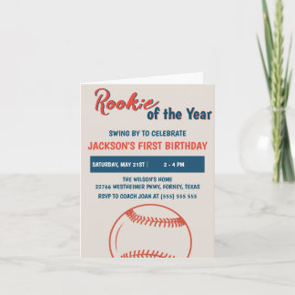 Invitation Rookie de l'année Baseball fête d'anniversaire
