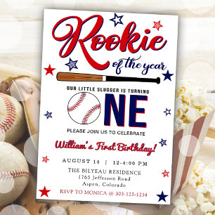Invitation Rookie de l'année Baseball premier 1er anniversair