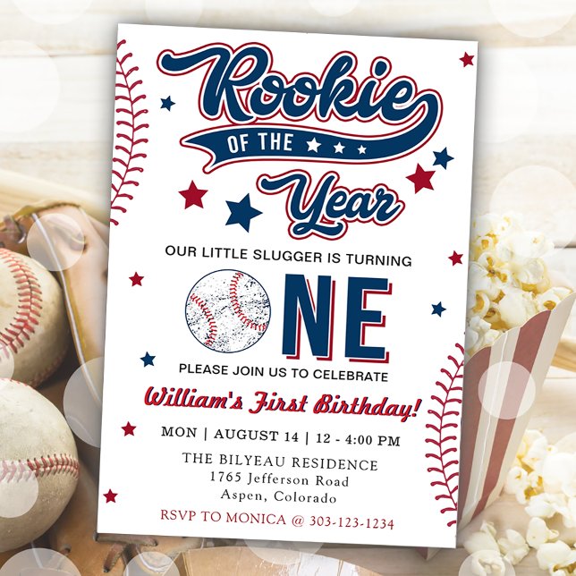 Invitation Rookie de l'année Baseball premier 1er anniversair (Créateur téléchargé)