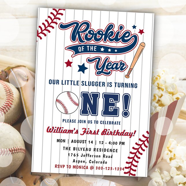 Invitation Rookie de l'année Baseball premier 1er anniversair (Créateur téléchargé)