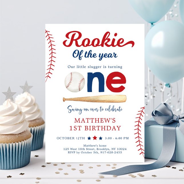 Invitation Rookie de l'année Baseball premier anniversaire (Créateur téléchargé)