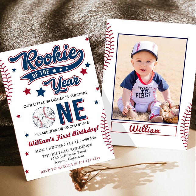 Invitation Rookie de l'année Baseball premier anniversaire fê (Créateur téléchargé)