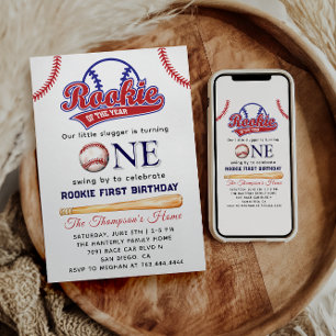 Invitation Rookie de l'année baseball sur le thème 1er annive