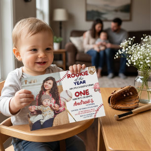 Invitation Rookie De L'Année Baseball Thème 1er Anniversaire