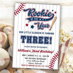 Invitation Rookie de l'année Baseball troisième 3e anniversai