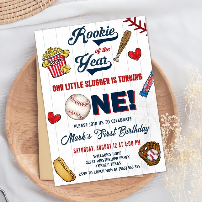 Invitation Rookie de l'année Baseball Vintage 1er anniversair (Créateur téléchargé)