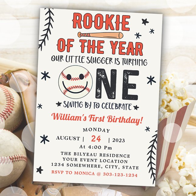 Invitation Rookie De L'Année Premier Anniversaire Baseball Pa (Créateur téléchargé)