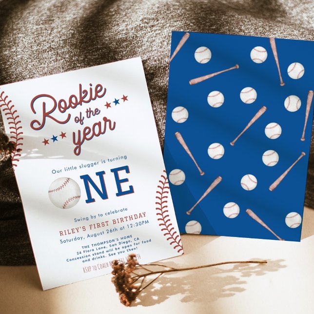 Invitation Rookie de l'année Première fête de baseball annive (Créateur téléchargé)