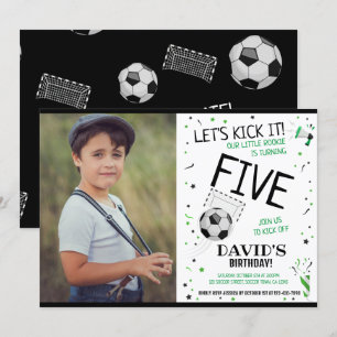 Invitation Rookie Faisons-le tomber Black Soccer Photo Annive
