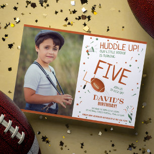 Invitation Rookie Huddle Up Football Brown Photo Anniversaire