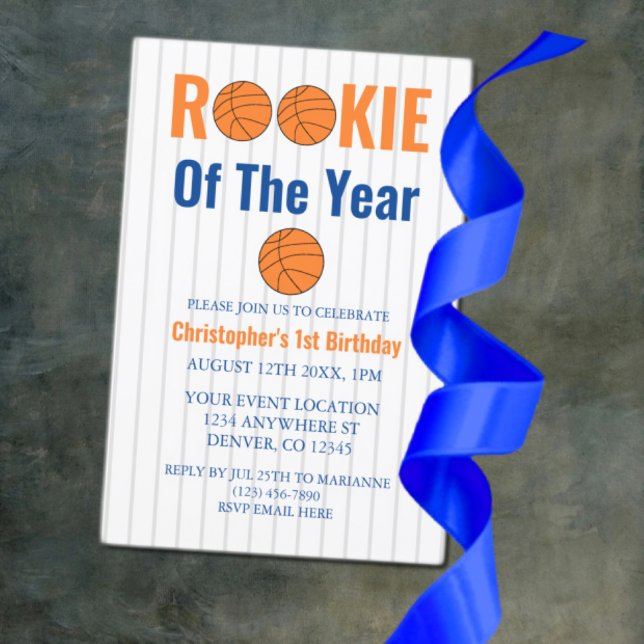 Invitation Rookie Of The Year Basketball 1st Birthday (Créateur téléchargé)