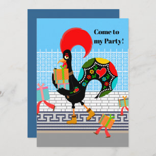 Invitation Rooster portugais avec cadeaux 1ère fête d'anniver