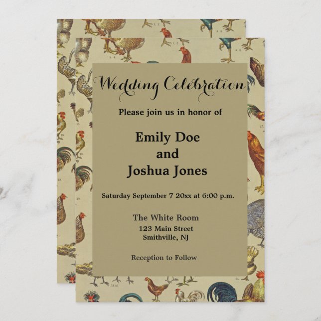 Invitation Rooster Poulet de la ferme Pays Animal (Devant / Derrière)