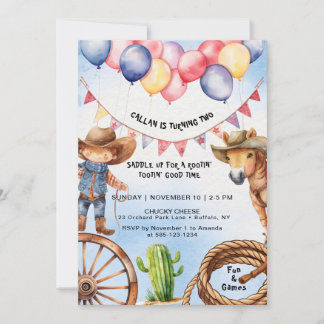 Invitation Rootin' Tootin' Bonne heure Anniversaire Invitatio