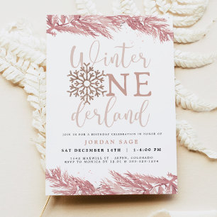 Invitation RORY Blush Winter OnderLand Pine 1er anniversaire