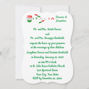 Invitation rosa bandiera italiana Italia
