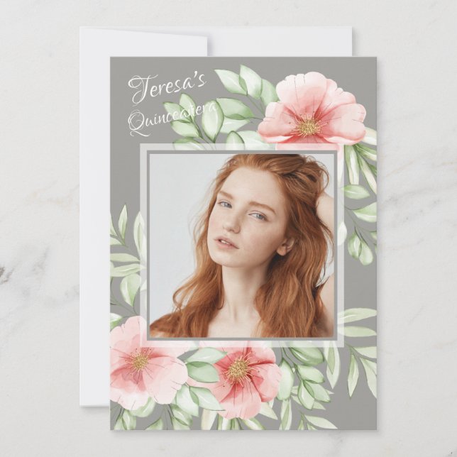 Invitation Rosa Canina Photo Quinceañera (Devant)