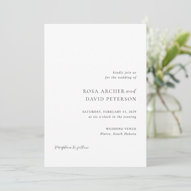 Invitation Rosa Elegant Mariage moderne (Debout devant)