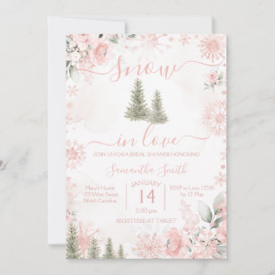 Invitation Rosa pâle Neige dans l'Amour Flocon de Neige Lavag