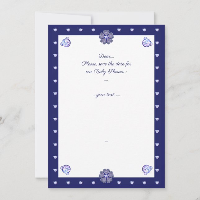Invitation Rosace bleu ou rouge pour bébé&enfant (Dos)