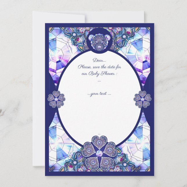 Invitation Rosace bleu ou rouge pour bébé&enfant (Dos)