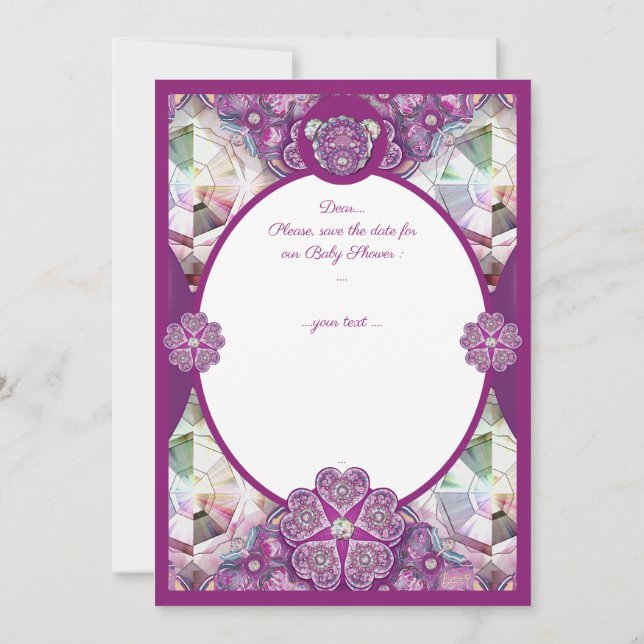 Invitation Rosace bleu ou rouge pour bébé&enfant (Dos)