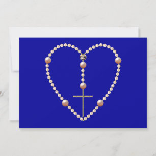 Invitation Rosaire en forme de coeur "perles"