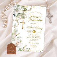 Rosaire floral de lys blanc Catholic Primera Comun
