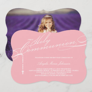 Invitation Rosaire moderne Première Sainte Communion Photo Re