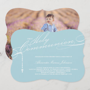 Invitation Rosaire moderne Première Sainte Communion Photo Re