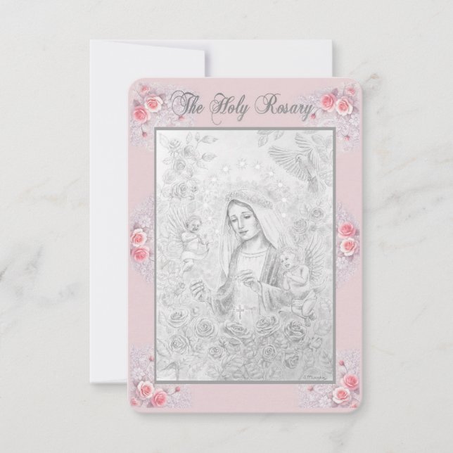 Invitation Rosary Prayer Card with my Original Drawing  (Devant)