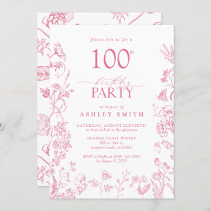 Invitation Rose 100e fête d'anniversaire Victorian Floral