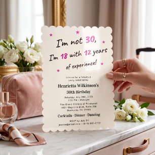 Invitation Rose "18 avec 12 ans d'expérience" 30e anniversair