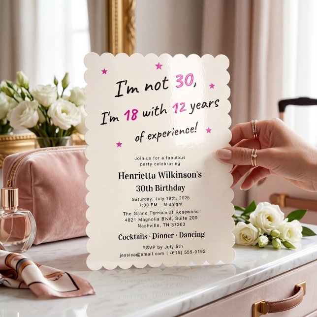 Invitation Rose "18 avec 12 ans d'expérience" 30e anniversair (Créateur téléchargé)