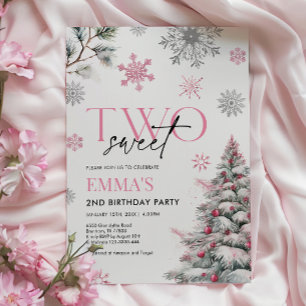 Invitation rose 2e anniversaire, hiver deux annive