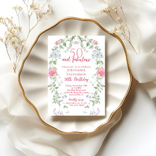 Invitation Rose 50 & Merveilleux 50e Anniversaire Fête de Jar