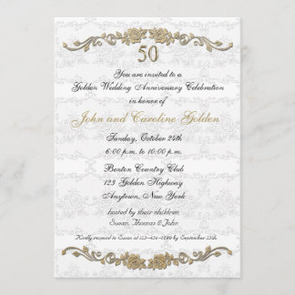 Invitation Rose 50e Anniversaire Blanc