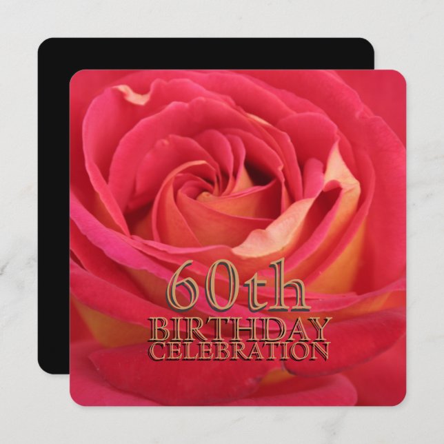 Invitation Rose 60e anniversaire Célébration personnalisée In (Devant / Derrière)