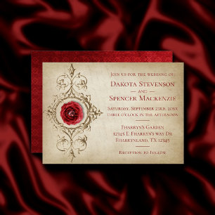 Invitation Rose à bijoux   Vintage Crimson Red Gem Grunge