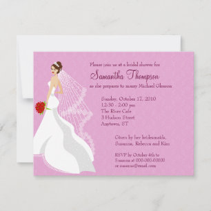 Invitation Rose à la douche nuptiale