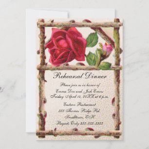 Invitation Rose ancienne vintage rustique victorienne antique