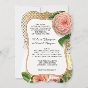 Invitation Rose anglais vintage Glam Old Hollywood Regency