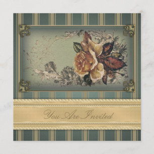 Invitation Rose antique (bleu)