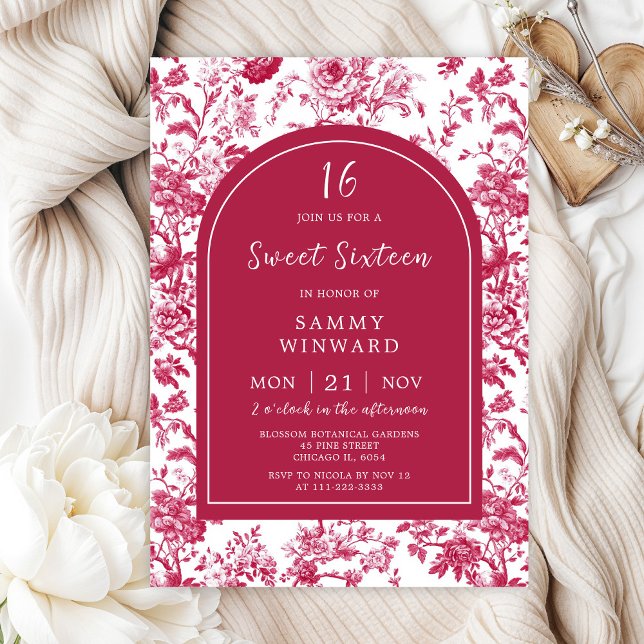 Invitation Rose Antique Chinoiserie Sweet Seize (Créateur téléchargé)