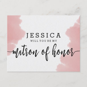 Invitation Rose aquarelle Veux-tu être ma dame d'honneur