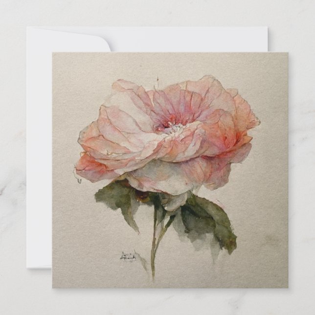 Invitation Rose Aquarelle Watercolor (Devant)