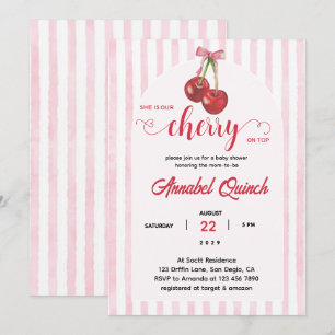 Invitation Rose Arch Coquette Cerise sur le dessus Fille Baby