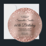 Invitation Rose arrondi Parties scintillant or Monogramme 60e<br><div class="desc">Un glamour monogrammed 60ème anniversaire avec un motif arrondi faux rose parties scintillant or pour s'adapter aux invitations cercle. Le chic monogramme de calligraphie noir et blanc sur le côté arrière peut être customisé ou supprimé. Le design présente une parties scintillant en or brillant rose contre une image graphique en...</div>