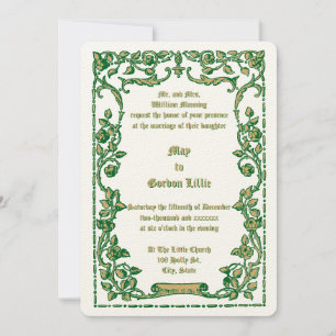Invitation Rose Art nouveau défile Mariage frontalier floral