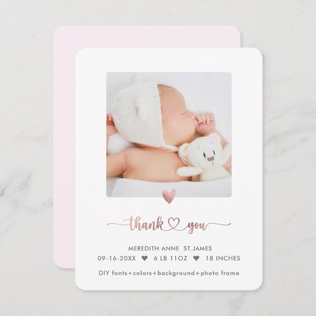 Invitation Rose ArtsApp Faux Merci de douche en or (Devant / Derrière)